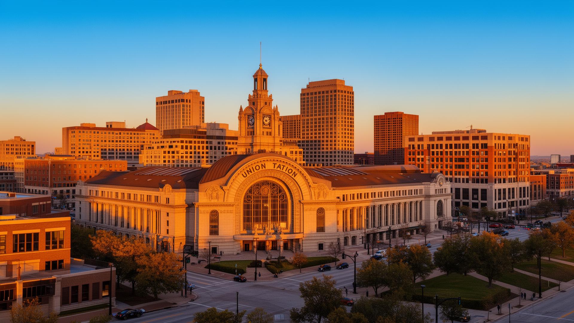 Kansas City skyline at golden hour